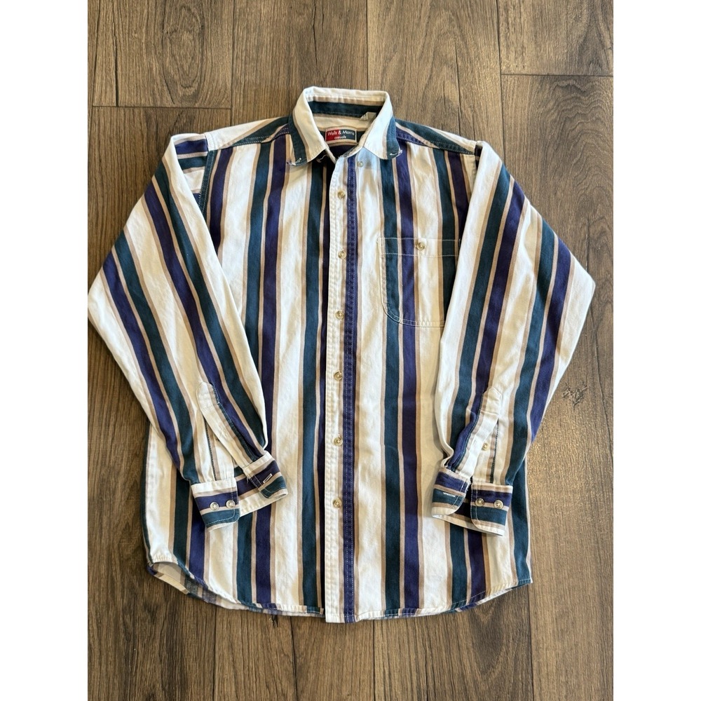 Wells & Morris Casuals Men's Small Striped Button Up Shirt 100% Cotton